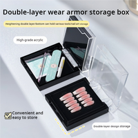 Boîte d'emballage vide pour ongles par pression avec logo personnalisé en gros Boîtes de faux ongles en plastique à double couche pour ongles artificiels