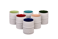 Tempat Lilin Keramik Silinder Matte Custom Ukiran Grosir dengan Tutup, Logo Custom Buatan Tangan, Kapasitas 450ml untuk Rumah dan Pernikahan