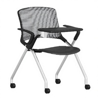 Chaise de conférence ergonomique moderne en maille avec structure en fer pliable pour la maison, le bureau, l'école, l'hôpital, la salle de formation