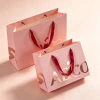 Sacs en papier kraft brun personnalisés, réutilisables, écologiques, avec poignées imprimées avec votre logo de marque pour les boutiques de cosmétiques et le commerce de détail