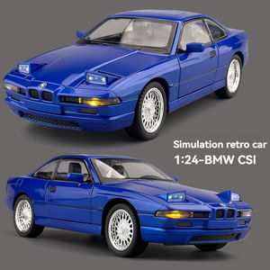 Coche de juguete de metal fundido a presión, modelo clásico BMW 850 <span class=keywords><strong>CSI</strong></span> a escala 1:24, con sonido y luz, de retroceso, coleccionable, decorativo - Product Image 4