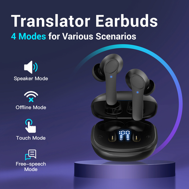 3 in 1 Translation Earbuds 144 Languages Real Time Wireless Bluetooth 5.3 iOS Android Compatible