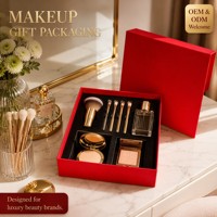 Boîte cadeau de maquillage personnalisée avec insert en mousse à 9 compartiments, emballage cosmétique rigide rouge, logo personnalisé pour marque de beauté OEM ODM, vente en gros