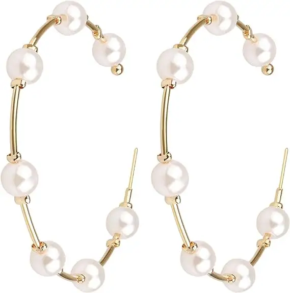 Fake Pearl Hoop Earrings for Women Fashion Hypoallergenic Girls Pearl Earrings Drop Dangle Earrings Jewelry Gifts