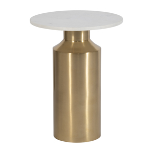 Tavolino Moderno Rotondo con Piano in Marmo e Base a Piedistallo in Ottone per Arredamento Casa e Uso come Comodino - Product Image 2