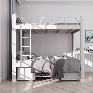 Lit superposé en acier au design moderne avec cadre en fer, lits à profil haut et bas pour dortoir du personnel ou école, en métal - Product Image 1