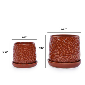 Livraison gratuite, stock US, livraison rapide en 3 jours, pot de fleurs en céramique rouge fait main de haute qualité, pour intérieur/extérieur, usage domestique ou jardin. - Product Image 4