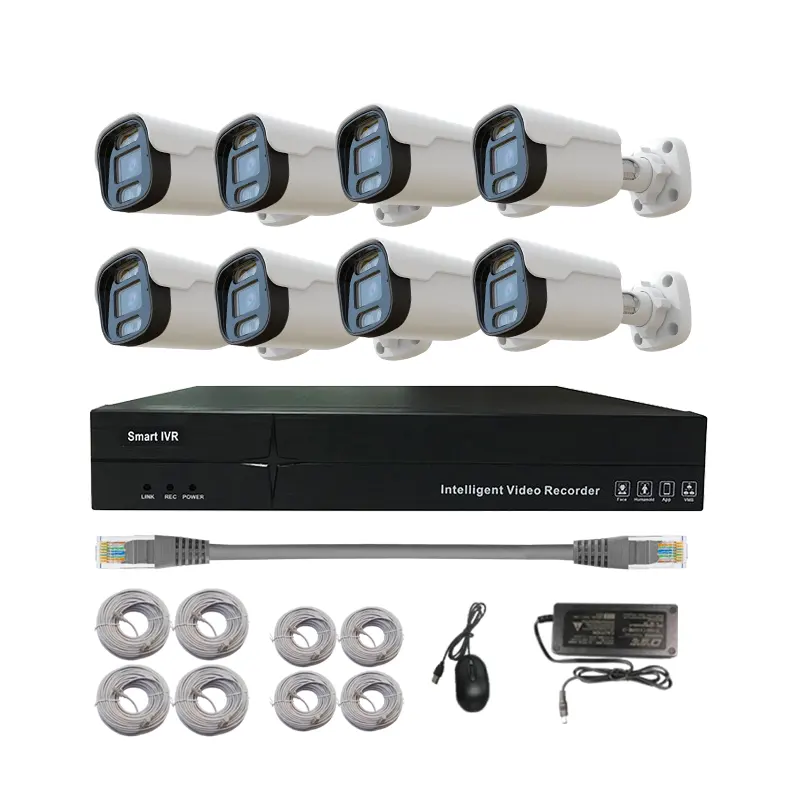 8 Kanaals 8mp Ip Camera Monitoring Systeem Poe Nvr Kit Beveiliging Netwerk Camera Ingebouwde Microfoon