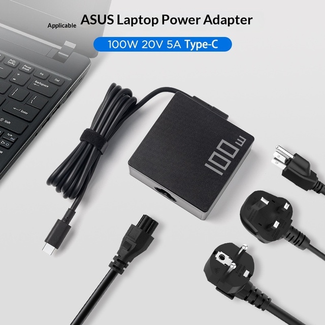 ASUS 100W Laptop Charger 20V5A Type-C PD Fast Charge Power Adapter with Universal Input 110-240V Model AL-B0U30