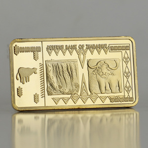 Barres <span class=keywords><strong>d</strong></span>'<span class=keywords><strong>or</strong></span> commémoratives du Zimbabwe, plaquées <span class=keywords><strong>or</strong></span> 24 carats, en métal massif, souvenirs créatifs, vente chaude - Product Image 2