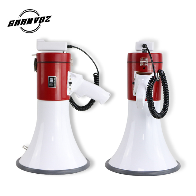 Professional 50W Wireless Megaphone Recording System Alarm DC Powered USB Interface Rechargeable Voice Control Handheld