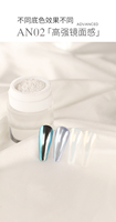 BIN nouvelle poudre de miroir magique liquide à haute teneur en cristal poudre colorée de moonshine de la série AN avec 10 couleurs de glace claire superbe