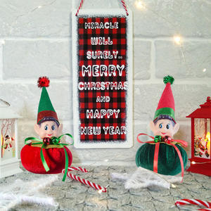 <b>Christmas</b> <b>Elf</b> Ornaments Red & Green Velvet Cartoon European Style Desktop Bookshelf <b>Decorations</b> - Product Image 4