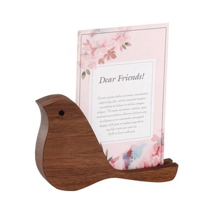 Porta tarjetas de madera con forma de pájaro, madera de haya y nogal negro, organizador de escritorio moderno y sencillo para notas, postales y mensajes - Product Image 4