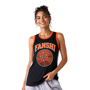 Fanshi - <span class=keywords><strong>Camiseta</strong></span> de Baloncesto de Poliéster Transpirable de Secado Rápido de Alta Calidad para Mujer, Conjuntos Personalizados de Verano para Jóvenes con Estampado por Sublimación - Product Image 1