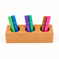 Porte-crayons en bois massif avec plusieurs trous, organisateur de bureau en bois personnalisé pour stylos, marqueurs, pinceaux, fournitures de bureau, vente en gros