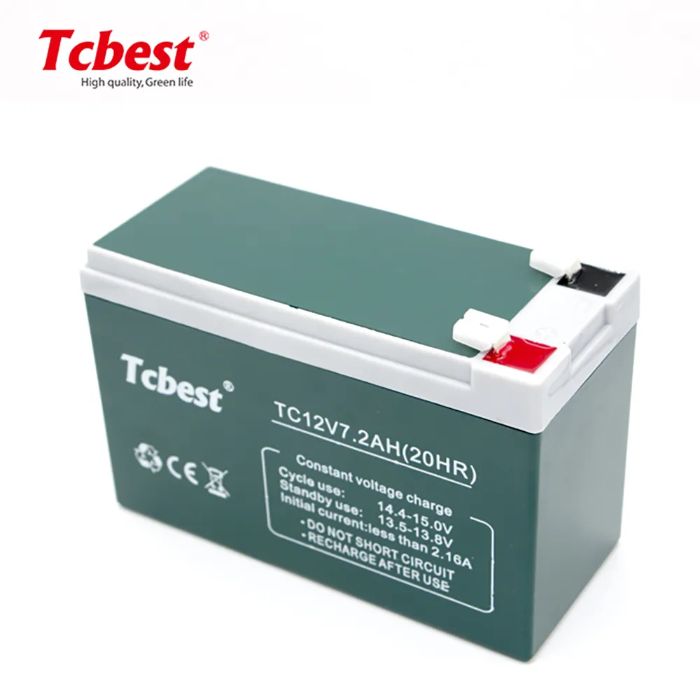 Bateria recarregável vrla, bateria selada em chumbo tc12v 7.2ah, bateria acumuladora de chumbo-ácido