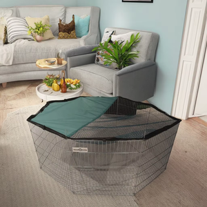 Katı desen Metal tel açık <span class=keywords><strong>Pet</strong></span> muhafaza katlanabilir egzersiz tavşan yavru bahçesinde oyna üst kapak kedi köpek oyun parkı evcil hayvan çiti - Product Image 1