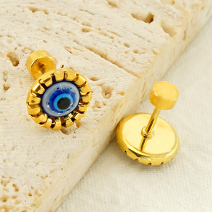 Zogxin Devil Eye Stud Earrings 18K Gold Plated Round Eyes Bezel Setting For Women Fashion Jewelry - Product Image 4