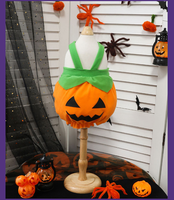 Tenue d'Halloween pour chien, jupe à bretelles en peluche citrouille, design unisexe, pour chiot et chaton, pour photos amusantes, festivals et cosplay