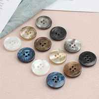 Kancing Resin Cangkang Imitasi Bentuk Bulat Tepi Tipis Berbagai Warna 4 Lubang 14L 16L 18L 20L 24L 28L 32L untuk Kemeja