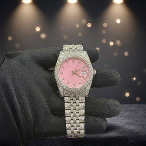 Reloj NAVkar de Lujo para Mujer con Diamantes, Esfera Rosa, Correa de Plata de Ley 925, Cuarzo Analógico, Caja Redonda de 31 mm - Product Image 5