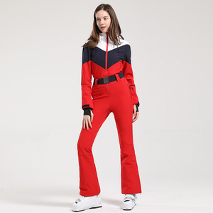 Combinaison de <span class=keywords><strong>ski</strong></span> une pièce pour femme, nouvelle, mince, coupe-vent, veste et <span class=keywords><strong>pantalon</strong></span> avec double planche, taille plus, ceinture - Product Image 1