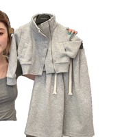 Ensemble veste zippée à col montant et pantalon large pour filles, tenue décontractée sportive deux pièces pour enfants, printemps