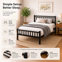 Lit simple moderne en métal avec cadre en fer - Certifié EN747, fonction rafraîchissante, design durable pour chambres, écoles et dortoirs de travailleurs
