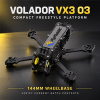 FlyFishRC Volador VX3 O3 Châssis FPV Freestyle de 3 pouces en fibre de carbone T700, cadre X compressé, bras de 144 mm 3,5 mm, support caméra HD VTX
