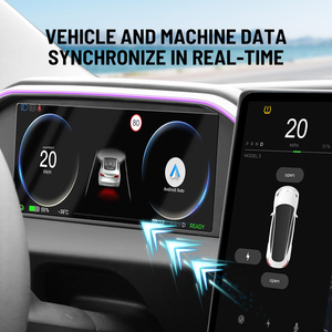 8.9 pouces affichage tête haute Position de l'engrenage entraînement gauche écran IPS tableau de bord tout <span class=keywords><strong>ine</strong></span> un Carplay avec bande led pour Tesla 3 Highland - Product Image 5