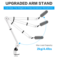 Support de microphone métallique réglable pour studio, bureau, table, diffusion en direct et enregistrement – Bras articulé pour micro