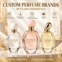 Ensemble de flacons de parfum élégants et transparents 30 ml 50 ml 100 ml avec bouchons dorés, flacon de parfum en verre personnalisé avec emballage cadeau
