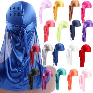 Turban Durag en satin soyeux unisexe, style hip-hop doux, avec queue extra longue, pour <span class=keywords><strong>homme</strong></span> - Product Image 5