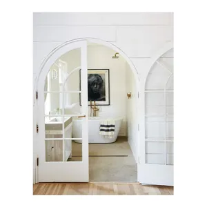 Großhandel Double Round Top Doors Innen glastüren mit gewölbter PVC-Französisch Tür