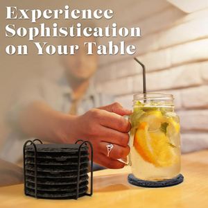 Customizable With Engraving Logo Drink Stone <b>Slate</b> Coasters Promotion Gift Custom Cup Mat - Product Image 4