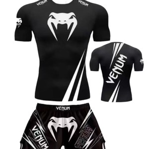 Conjunto de Entrenamiento Sanda UFC para Hombre, Camiseta de Compresión de Secado Rápido para Boxeo, <span class=keywords><strong>Muay</strong></span> <span class=keywords><strong>Thai</strong></span>/<span class=keywords><strong>MMA</strong></span>, Pantalones Cortos, Ropa Deportiva para Gimnasio - Product Image 5