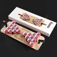 Jeu de table Beer Pong en bois 3 en 1 avec 25 gobelets pour les soirées adultes, parfait pour les soirées en famille