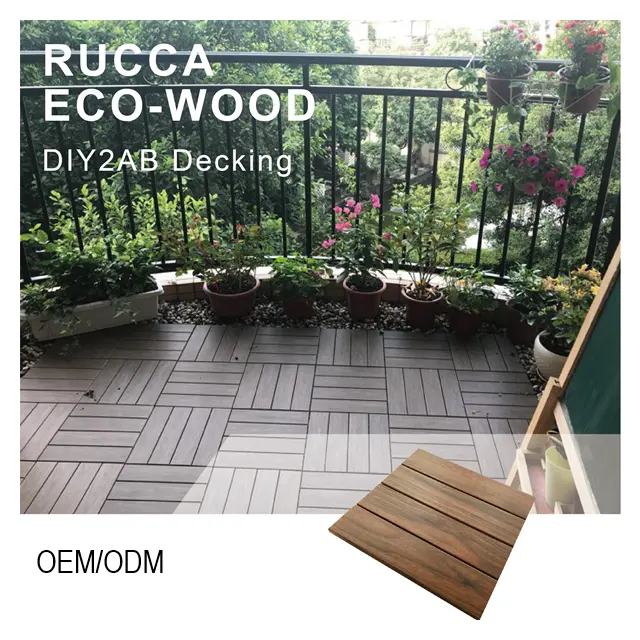 Rucca Chinese OEM Manufacturer WPC DIY Wooden Composite Decking Flooring Tiles