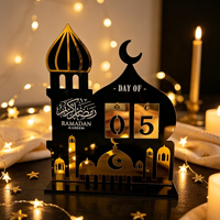 Panneau de compte à rebours du Ramadan en acrylique noir et or, ornement de table réutilisable pour la décoration de la maison islamique, cadeau du Ramadan