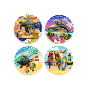 Recuerdos <span class=keywords><strong>de</strong></span> Turismo Marino Reutilizables <span class=keywords><strong>de</strong></span> Cerámica Epóxica para Refrigerador, Forma Redonda/Cuadrada, Tortugas Marinas, Delfines, Loros, Flamencos, Caballitos <span class=keywords><strong>de</strong></span> Mar - Product Image 1