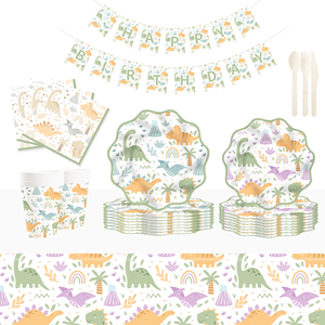 DAMAI New Design Dinosaur Theme Disposable Dessert Dinner <b>Paper</b> Plates Cup Napkin Tableware Set for Party Supplies - Product Image 1