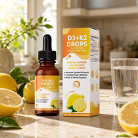 Vitamine D3 liquide 5000 UI K2 120 mcg Gouttes 60 ml Saveur citron Soutien osseux et immunitaire Complément alimentaire