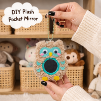 Kit de loisirs créatifs 3-en-1 DIY : Miroir animal en peluche, hibou mignon fait main, jouets en peluche personnalisés pour enfants, jouet à lacquer, pendentif de sac, vente en gros