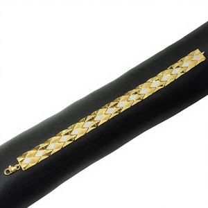 22K Yellow Gold <b>Mens</b> Bracelet with Diamond Cut Pattern Premium Finish Stylish Traditional and Modern Jewelry for Daily Wear - Product Image 2
