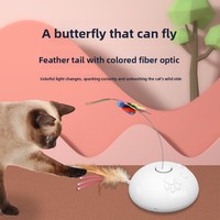 Jouet interactif pour chat en plastique OEM ODM avec lumières, évitement automatique d'obstacles, plumes et moteur électrique pour animaux de compagnie