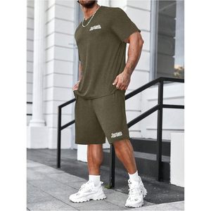 Men's Two Piece Tracksuit Short Sleeve <b>T</b> Shirt <b>Track</b> Shorts Set Casual Breathable Simple Design - Product Image 5