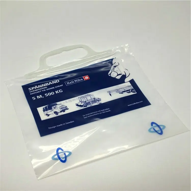 high quality PE hard plastic handle bag for package sealing bag clips