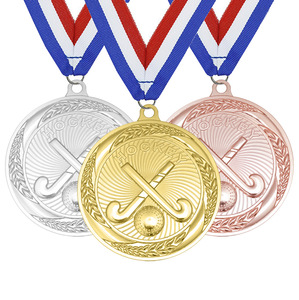 3D Hockey Tournament Gold Silver Bronze <b>Metal</b> Medals-Durable Plated Sports Event Awards - Product Image 1