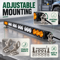 Barre lumineuse LED bicolore HSSH 210W, 38 pouces, simple rangée, combiné ambre/blanc, lampe de toit 9-30V 8000Lm pour camion et voiture